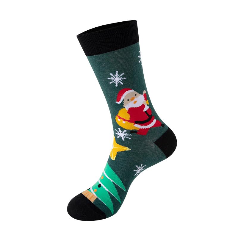 Fun Crazy Christmas Crew Socks for Men Women, Novelty Colorful Festival Xmas Printed Dress Socks Gifts for Happy Xmas (Santa Claus-277) - Medaid International
