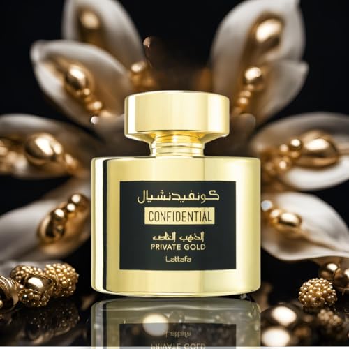 Lattafa Perfumes Confidential Private Gold for Unisex Eau de Parfum Spray, 3.4 Ounce - Medaid International