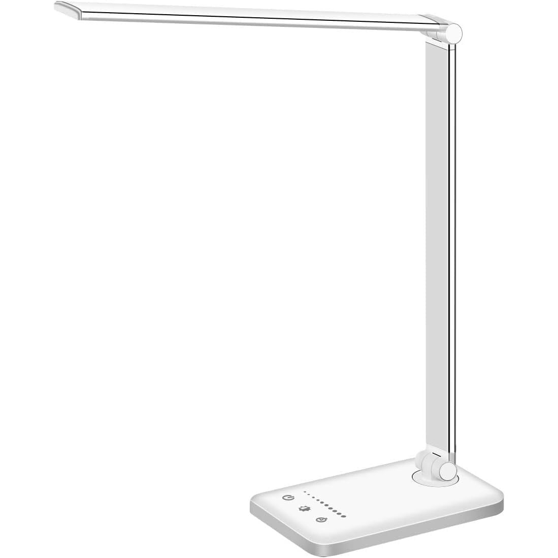 White crown LED Desk Lamp Dimmable Table Lamp Reading Lamp with USB Charging Port, 5 Lighting Modes, Sensitive Control, 30/60 Minutes Auto-Off Timer, Eye-Caring Office Lamp - Medaid International