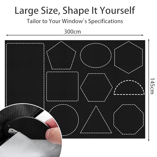 CyanCloud Blackout Blind, Portable Blackout Blinds Stick On Window No Drill, 420D Black Out Fabric Portable Blackout Blinds Blackout Material Blinds Blackout (300 * 145cm) - Medaid International