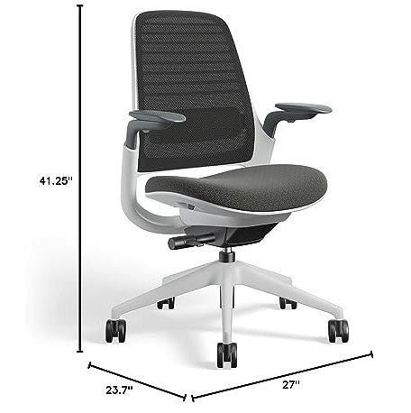 Steelcase Series 1 Office Chair - Ergonomic Work Chair with Wheels for Hard Flooring - Helps Support Productivity - Weight-Activated Controls, Back Supports & Arm Support - Easy Assembly - Graphite - Medaid International