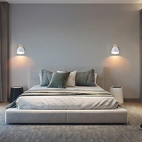 Dknhs - Vintage E27 Indoor Wall Light with Switch, Wood Lampshade, Retro Design