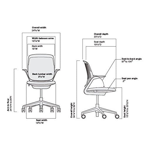 Steelcase Cobi Office Chair: Arms with Soft Arm Caps, White Frame, and Graphite Fabric with Standard Carpet Casters - Medaid International
