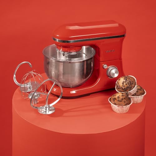 Cecotec - 1200W Red Mixer with 5L Bowl, 6 Speed Levels & Planetary Movement