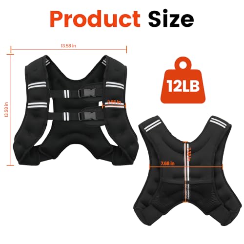 Weighted Vest, 6lb/8lb/12lb/16lb/20lb/25lb/30lb Weight Vest for Men Women, Body Weight Vests Adjustable with Reflective Stripe for Strength Training, Running, Training Workout, Jogging, Walking|B0DP8FQD18