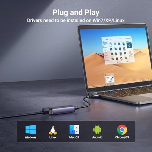 UGREEN - USB to Ethernet Adapter, 1Gbps Speed, Plug and Play, Aluminium Shell