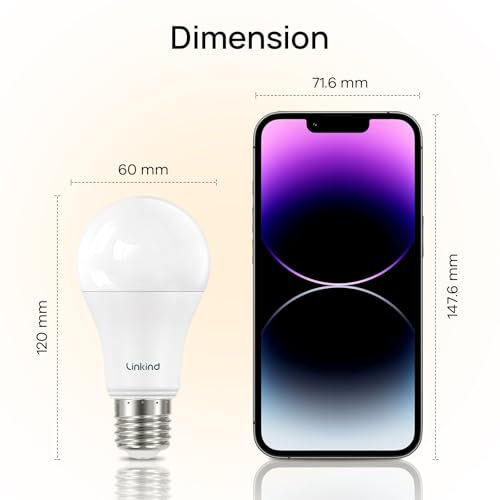 Linkind - Ultra-Efficient E27 LED Bulbs, 7.2W (100W Equivalent), 4000K Neutral White, Pack of 6