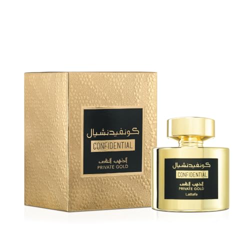Lattafa Perfumes Confidential Private Gold for Unisex Eau de Parfum Spray, 3.4 Ounce - Medaid International