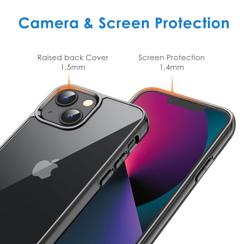 JETech - iPhone 13 Case, Shockproof Bumper, Anti-Scratch Clear Back, Non-Yellowing