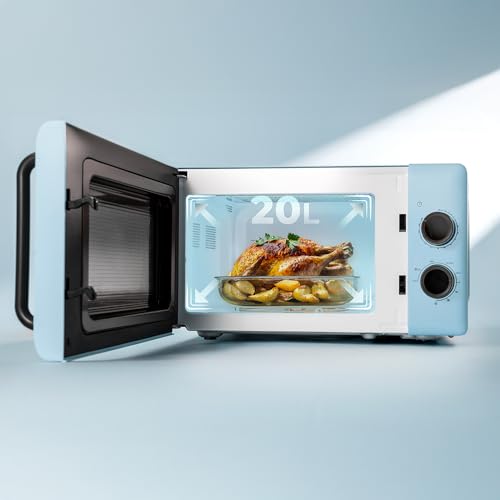 Cecotec - 20L Mechanical Microwave with Grill, 700W, 6 Cooking Levels, Blue Design