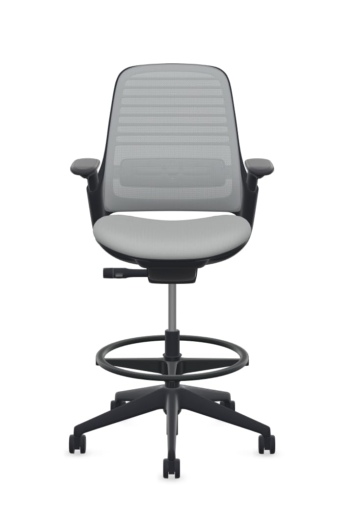Steelcase Series 1 Stool Chair, Graphite Frame with 3D Microknit Fabric (Nickel) - Medaid International