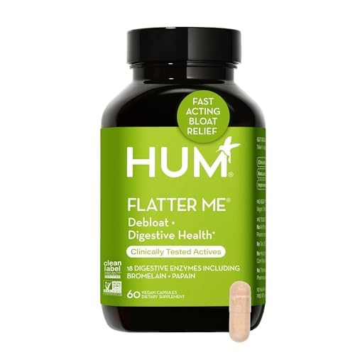HUM Flatter Me Digestive Enzymes for Women & Men, Digestive Health Bloating Supplement with Ginger & Peppermint Leaf, Fast Acting Anti Bloat Pills Multi Enzyme for Debloating, Vegan, 60 Capsules - Medaid International