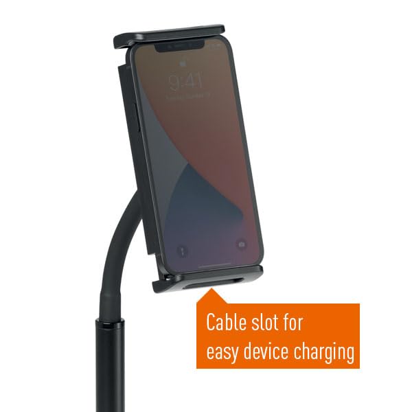 Durable Twist Tablet & Smartphone Floor Stand, Gooseneck 360 Degrees Swivel Mount & Adjustable Height - Black Tablet and Smartphone Holder - Compatible with iPhone, iPad, Android Devices, and More. - Medaid International
