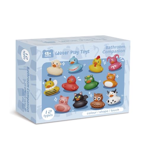 12PCS Rubber Ducks,Toddler Bath Toys,No Hole Bathtub Toys,Baby Pool Toys for 18 Months and Older - Medaid International