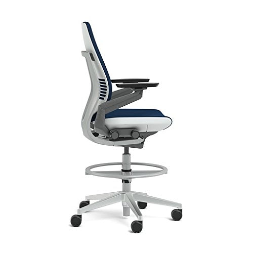 Steelcase Gesture 442 Stool Chair - Cogent: Connect Graphite Fabric, Shell Back, Light on Light Frame, Wheels for Hard Flooring - Medaid International