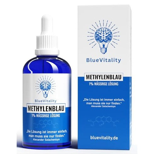 BlueVitality - 100 ml Premium Methylene Blue 1% Solution, Pharmaceutical Grade, Vegan, Lab Tested