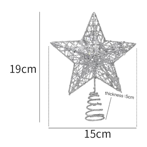BESTONE Glittering Hollow Small Star Christmas Tree Topper,Five-Pointed Star Christmas Tree Topper Ornament Suitable for DIY Crafts, Home Christmas Tree and Other Holiday Decorations(Silver) - Medaid International