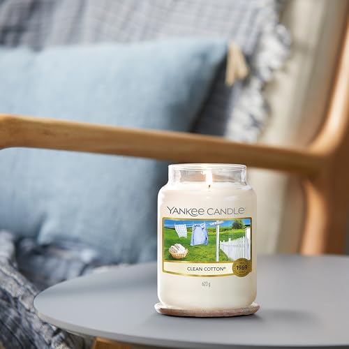 Yankee Candle Large Jar Scented Candle, Clean Cotton, Up to 150 Hours Burn Time - Medaid International