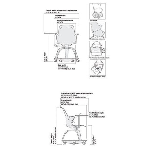 Steelcase Node Multipurpose Chair: Tripod Base - Standard Carpet Casters - Medaid International