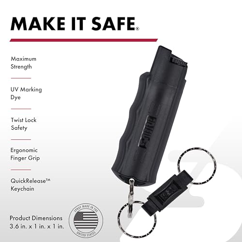 SABRE Pepper Spray, Quick Release Keychain for Easy Carry and Fast Access, Finger Grip for More Accurate and Faster Aim, Maximum Police Strength OC Spray, 0.54 fl oz, Secure and Easy to Use Safety|B000UVTDLG