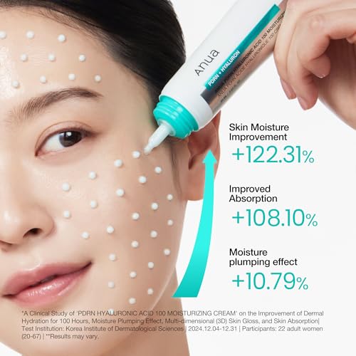 ANUA PDRN Hyaluronic Acid 100 Moisturizing Cream, Lightweight Hydrating Moisturizer with Salmon PDRN, Hyaluronic acid, Collagen for Glass Skin, Korean Skin Care (60ml / 2.02 fl. oz)|B0DWFLY18Y