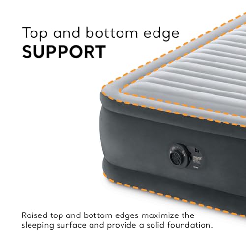 Intex Twin Size Air Mattress, 18in Height, Built-in Pump, Dura-Beam Deluxe Comfort-Plush - Portable Inflatable Blow-up Bed for Camping, Travel, Guests|B0869D64HL
