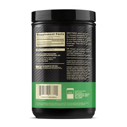 Optimum Nutrition Micronized Creatine Monohydrate Powder, Unflavored, 120 Servings, 600 Grams (Packaging May Vary) - Medaid International