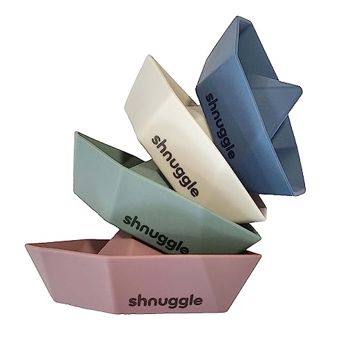 Shnuggle Stack n Sail Bath Boats | Set of 4 Silicone Bath Toys | Stackable Play Toys for Baby & Toddler - Medaid International