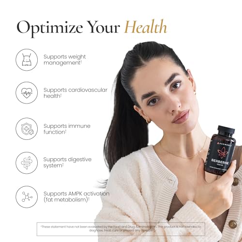 ACEWORKZ Berberine HCL 1200mg Supplement – 97% High Purity – Support Weight Management, Craving Control, Heart & Gut Health (60 Capsules) - Medaid International