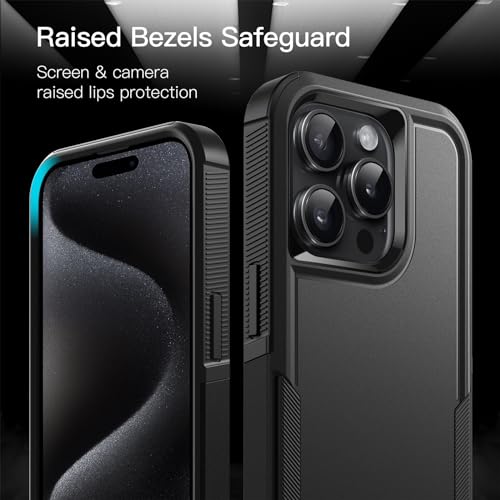 JETech - Heavy Duty Dual-Layer Case for iPhone 15 Pro, Shockproof Protection, Matte Back