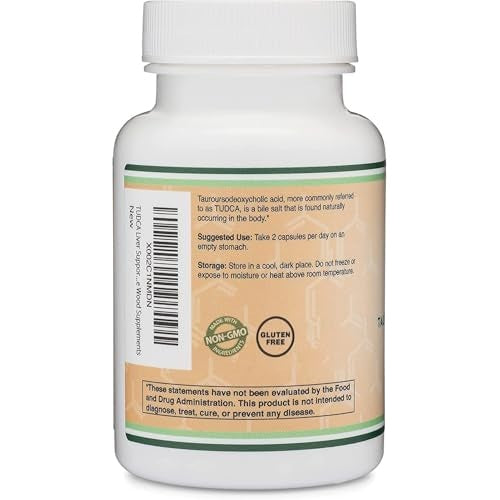 TUDCA Bile Salts Liver Support Supplement, 500mg Servings, Liver and Gallbladder Cleanse Supplement (60 Capsules, 250mg) Genuine Bile Acid TUDCA with Strong Bitter Taste by Double Wood - Medaid International