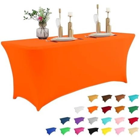 2 Pack 6FT Table Cloth for Rectangular Fitted Events Stretch Black Table Covers Washable Table Cover Spandex Tablecloth Table Protector for Party, Wedding, Cocktail, Banquet, Festival - Medaid International