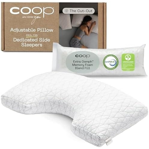 Coop Home Goods Original Cut-Out Adjustable Pillow, Queen Size Bed Pillows for Neck & Head Support, Memory Foam Pillows - Medium Firm for Side Sleeper, CertiPUR-US/GREENGUARD Gold - Medaid International