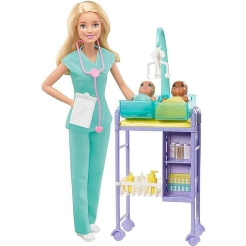 Barbie Baby Doctor Playset with Blonde Doll, 2 Infant Dolls, Toy Pieces - Medaid