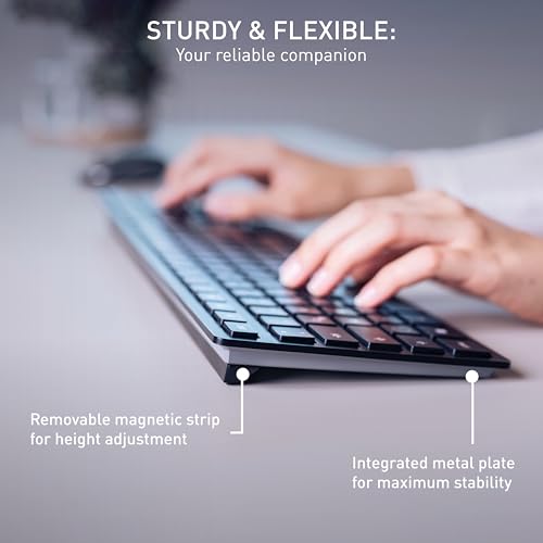 Cherry - Slim Wireless Keyboard with Bluetooth, 2.4GHz, Rechargeable, Portuguese Layout