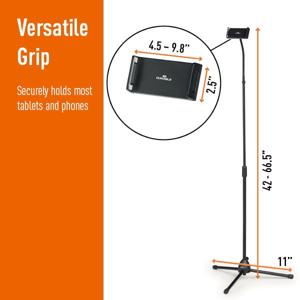 Durable Twist Tablet & Smartphone Floor Stand, Gooseneck 360 Degrees Swivel Mount & Adjustable Height - Black Tablet and Smartphone Holder - Compatible with iPhone, iPad, Android Devices, and More. - Medaid International
