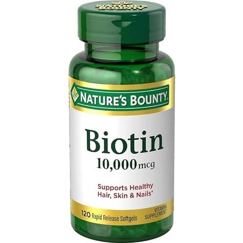 Nature's Bounty Biotin, Supports Healthy Hair, Skin and Nails, 10,000 mcg, Rapid Release Softgels, 180 Ct - Medaid International