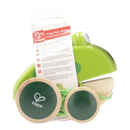 Hape Frog Pull-Along | Wooden Frog Fly Eating Pull Toddler Toy, Bright Colors - Medaid International
