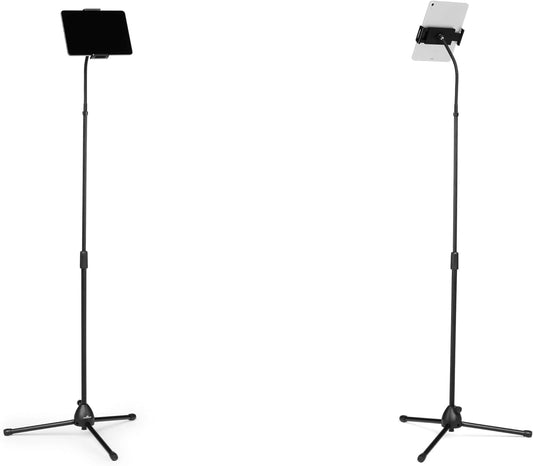 Durable Twist Tablet & Smartphone Floor Stand, Gooseneck 360 Degrees Swivel Mount & Adjustable Height - Black Tablet and Smartphone Holder - Compatible with iPhone, iPad, Android Devices, and More. - Medaid International