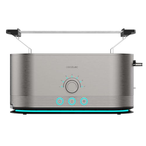 Cecotec - Extra Double Vertical Steel Toaster, 1400W, 4 Toast Capacity, 7 Browning Levels