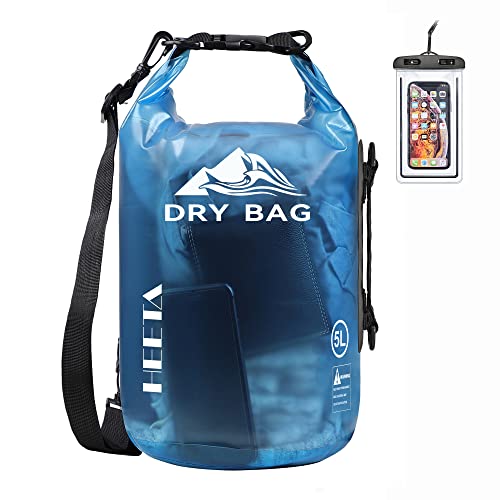 HEETA Dry Bag Waterproof for Women Men, 5L/10L/20L/30L/40L Roll Top Lightweight Dry Storage Bag Backpack with Phone Case for Travel Swimming Boating Kayaking Paddle Board Camping Beach Accessories|B07PLZP5LN