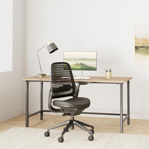 Steelcase Series 1 Office Chair - Ergonomic Work Chair with Wheels for Carpet - Helps Support Productivity - Weight-Activated Controls, Back Supports & Arm Support - Easy Assembly - Licorice|B078HG8HWF