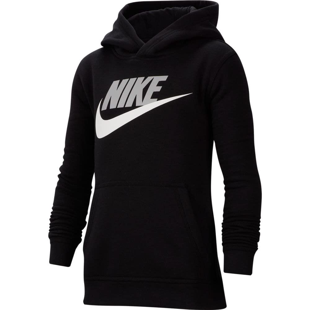 Nike Boy's Sportswear Club+ Hbr Pullover Hoodie, Black/(Light Smoke Grey), Large - Medaid International