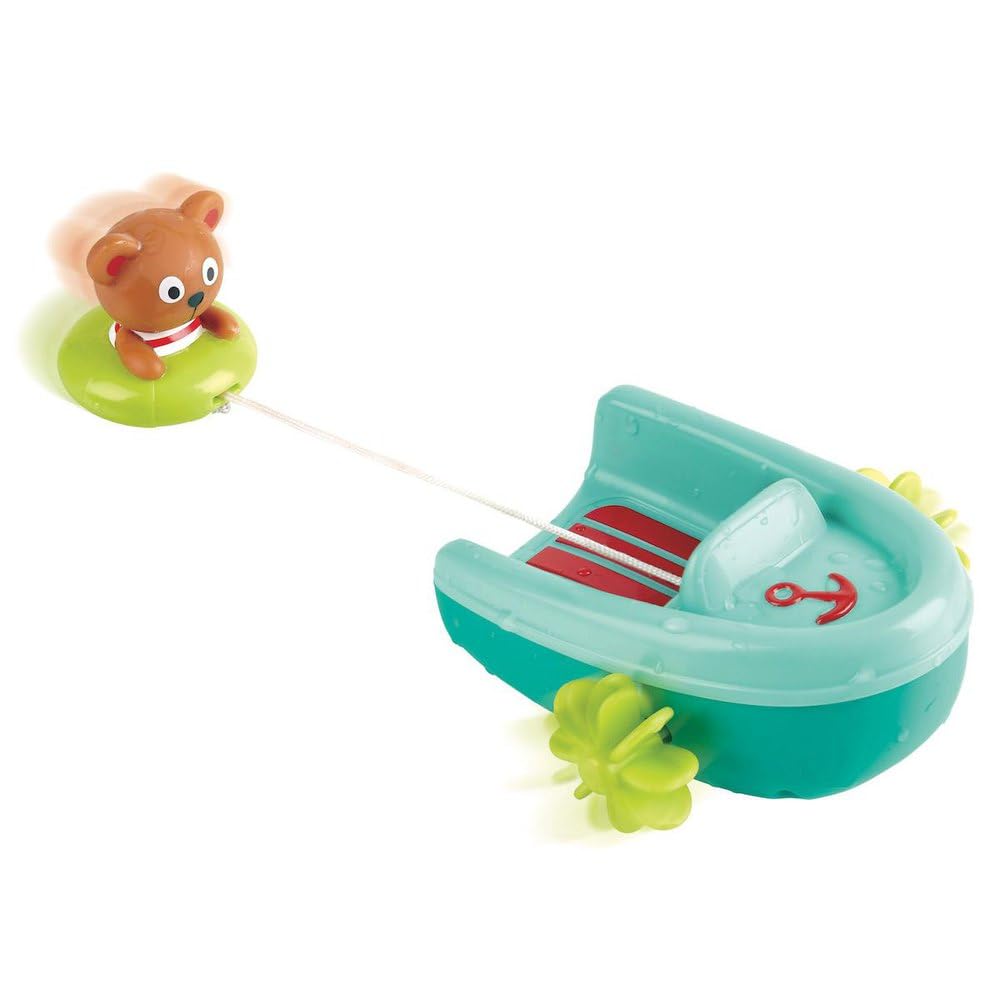 Hape Tubing Pull-Back Boat Bath Toy| Teddy Bear Floating Paddle Boat Bath Toy| Bathtub Shower Toy for Toddlers - Medaid International