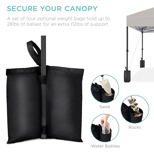 Best Choice Products 10x10ft 1-Person Setup Pop Up Canopy Tent Instant Portable Shelter w/ 1-Button Push, Case, 4 Weight Bags - Light Gray|B0C883F2TP