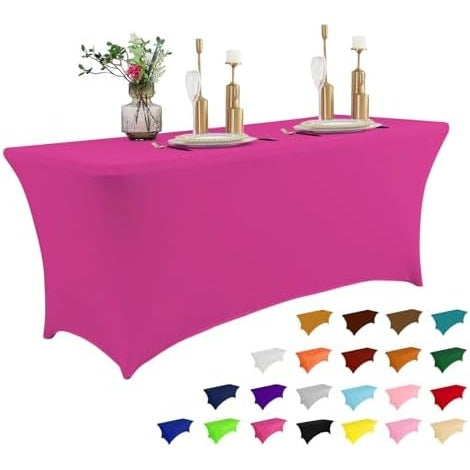 2 Pack 6FT Table Cloth for Rectangular Fitted Events Stretch Black Table Covers Washable Table Cover Spandex Tablecloth Table Protector for Party, Wedding, Cocktail, Banquet, Festival - Medaid International