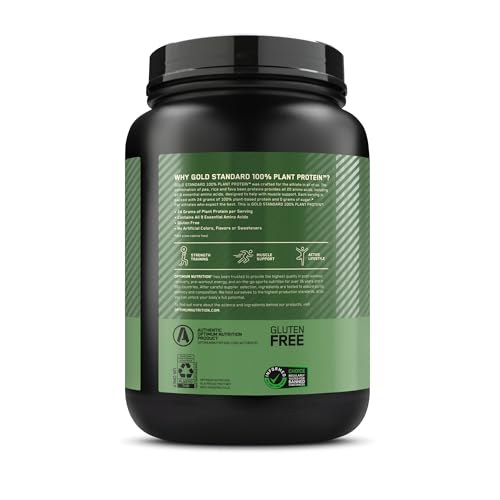 Optimum Nutrition Gold Standard 100% Plant Based Protein Powder, Gluten Free, Vegan Protein for Muscle Support and Recovery with Amino Acids - Rich Chocolate Fudge, 20 Servings (Packaging May Vary) - Medaid International