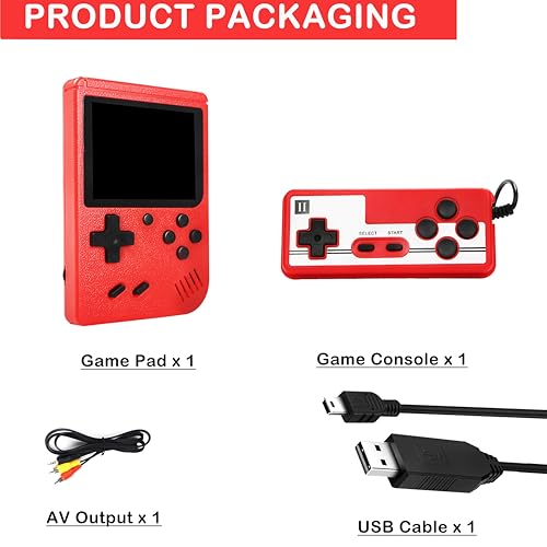 Flechozo - Retro Handheld Game Console with 500 Classic Games, 3.0" LCD Screen, TV Connection, Dual Player Support