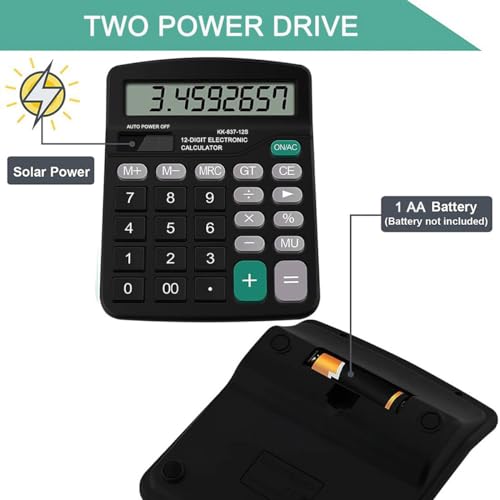 CuteCalc - Dual Power Office Desk Calculator with Large Display for Kids & Adults