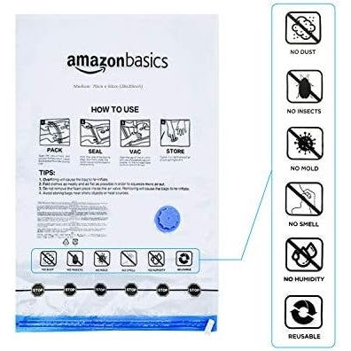 Vacuum Compression Storage Bags with Hand Pump - Large, 5-Pack - Medaid International